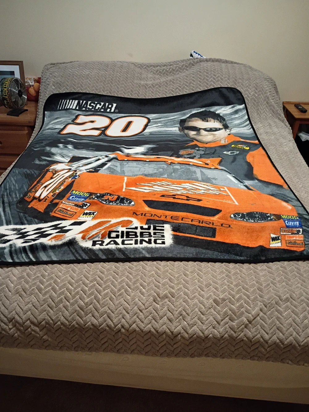 Vintage Nascar Orange and Gray #20 Racing Throw Blanket